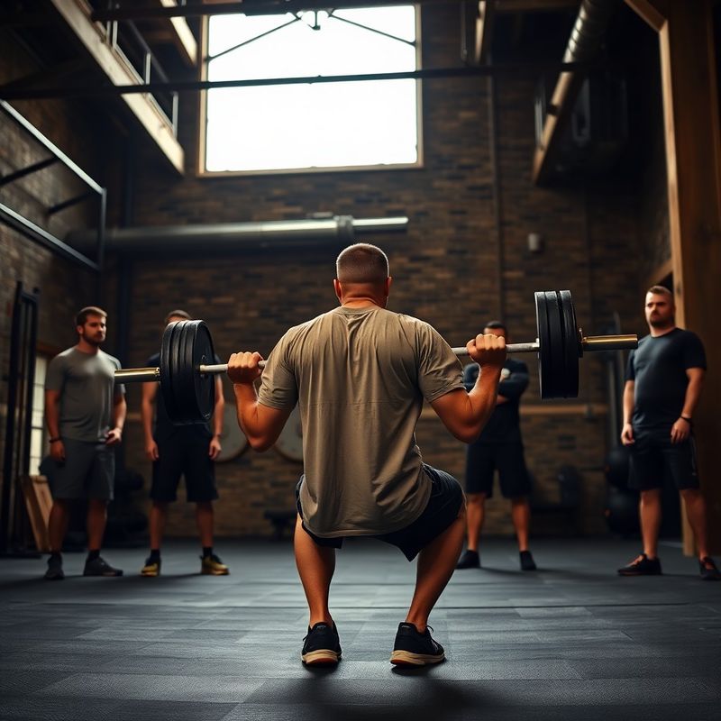 Coach demonstrating barbell back squat technique to a small group at Co of Manchester in Phoenix